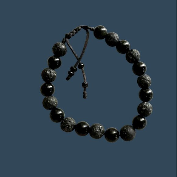BEAUTIFUL BLACK TONE BEAD ADJUSTABLE BRACELET - Picture 1 of 3
